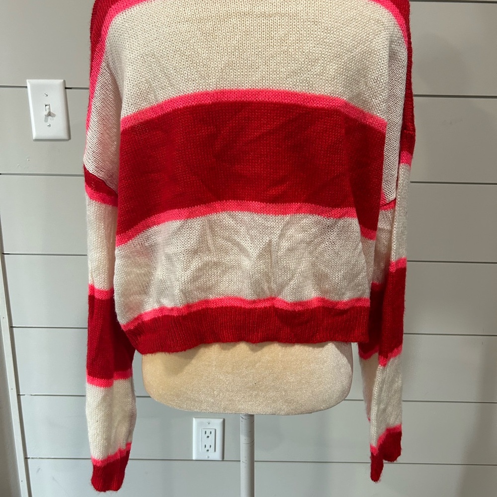 Pink Lily Red and White Striped Sweater - Picture 2 of 4